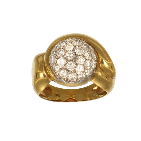 Anello oro giallo pave di diamanti