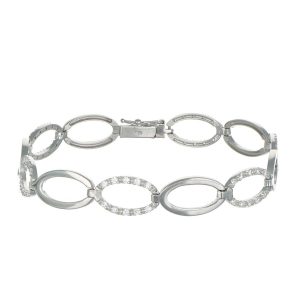 Bracciale oro bianco semirigido con zirconi bianchi