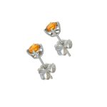 Orecchini oro bianco punto luce diamante cognac