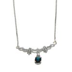 Collana oro bianco con zaffiro blu