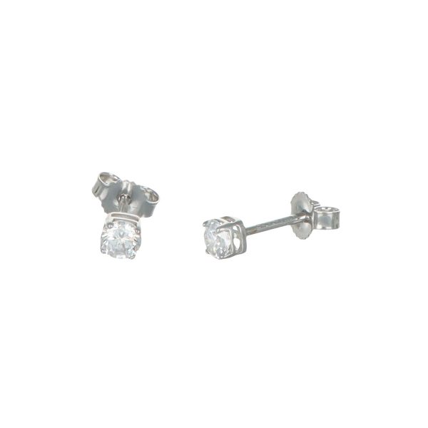Orecchini oro bianco punto luce con zircone