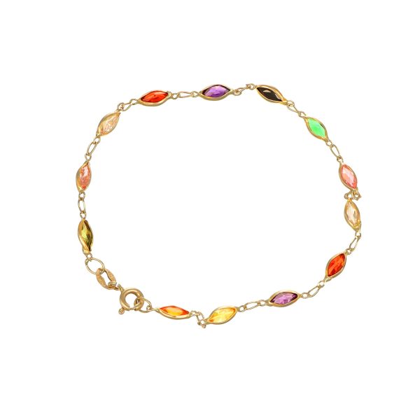 Bracciale oro giallo con zirconi colorati