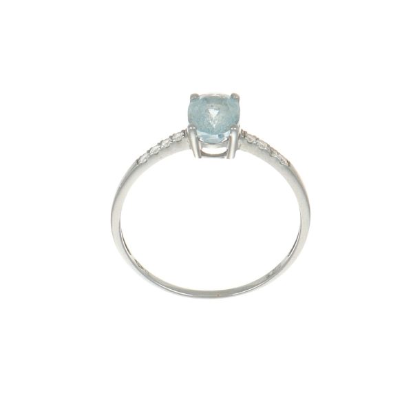 Anello oro bianco con acquamarina e diamanti
