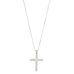 Collana oro bianco croce con diamanti