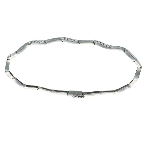 Bracciale oro bianco semirigido con diamanti