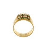 Anello oro giallo fascia con diamanti e smeraldi