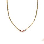 Collana due ori semirigida con fiore centrale e zirconi