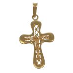 Ciondolo oro giallo croce con gesu lavorata