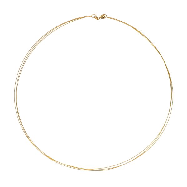 Collana oro giallo tre fili rigidi satinati