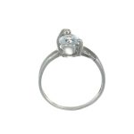 Anello oro bianco con acquamarina e diamante