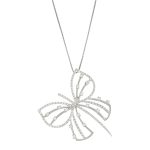 Collana oro bianco con ciondolo farfalla con diamanti
