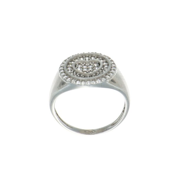 Anello oro bianco con cuori e zirconi bianchi  chevalier