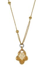 Collana due ori con pendente e zirconi bianchi il gioiello