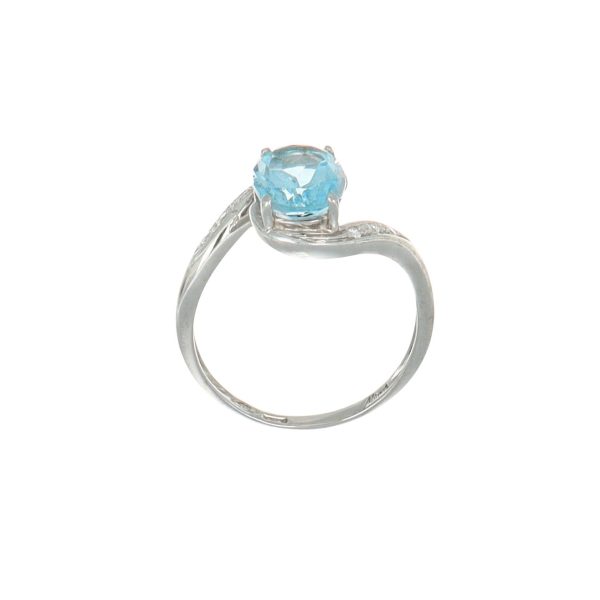 Anello oro bianco con acquamarina e diamanti miluna