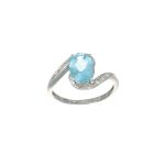 Anello oro bianco con acquamarina e diamanti miluna