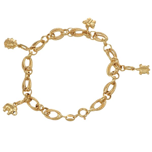 Bracciale oro giallo catena con ciondoli