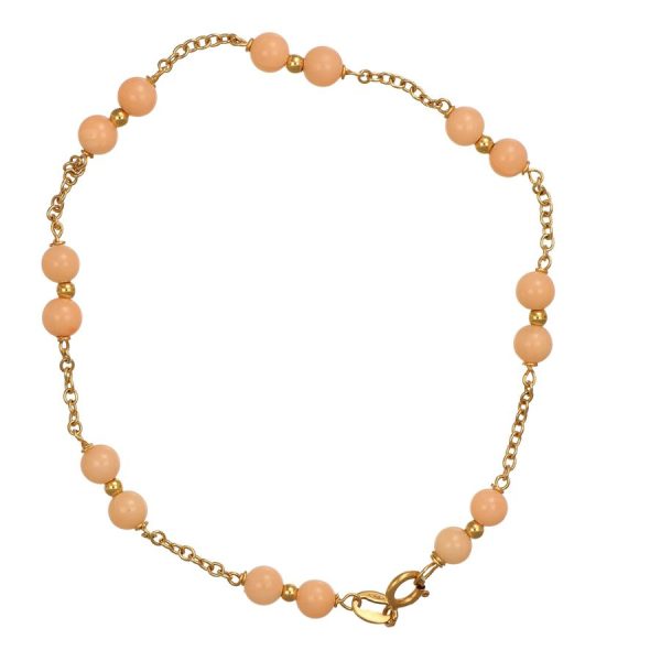 Bracciale oro giallo con corallo rosa