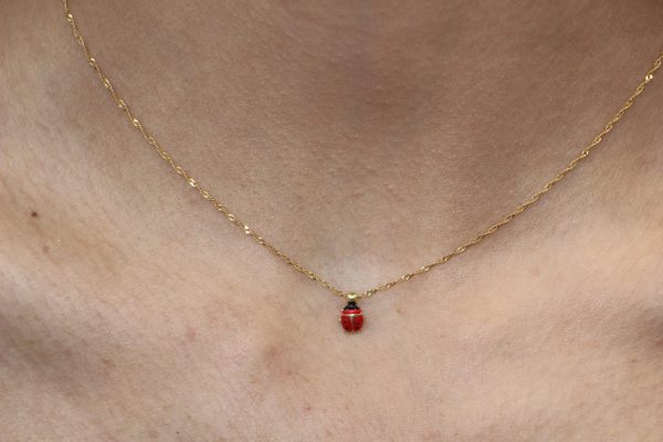 Collana oro giallo con ciondolo coccinella