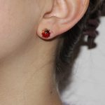 Orecchini oro giallo coccinella smaltata rossa