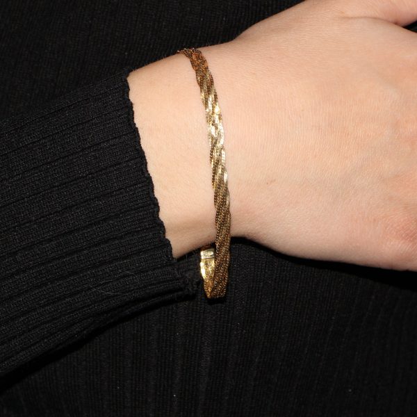 Bracciale oro giallo maglia treccia