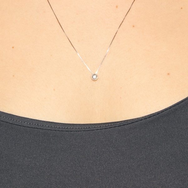 Collana oro bianco con diamante cipollina