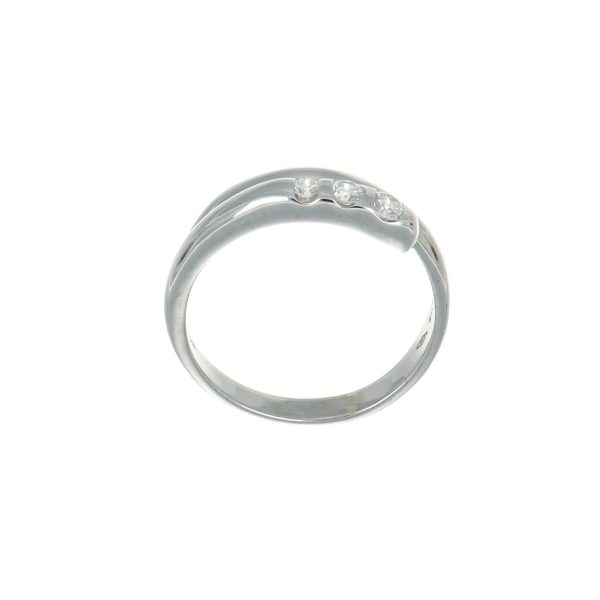 Anello oro bianco contrarie serpente con diamanti miluna