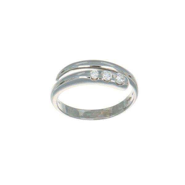 Anello oro bianco contrarie serpente con diamanti miluna