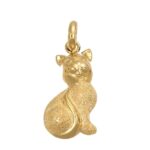 CIONDOLO ORO GIALLO GATTINO LUCIDO SATINATO