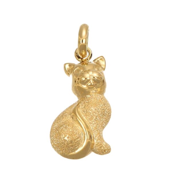 CIONDOLO ORO GIALLO GATTINO LUCIDO SATINATO