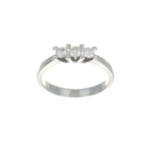 ANELLO ORO BIANCO TRILOGY CON DIAMANTI KT 0.10X3 G VS1 RE CARLO