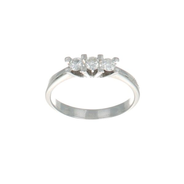 ANELLO ORO BIANCO TRILOGY CON DIAMANTI KT 0.10X3 G VS1 RE CARLO