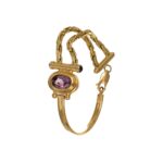 Bracciale oro giallo semirigido con cabochon