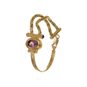 Bracciale oro giallo semirigido con cabochon