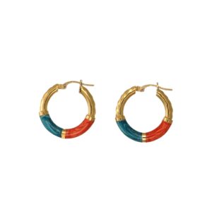 Orecchini oro giallo cerchietti smaltati