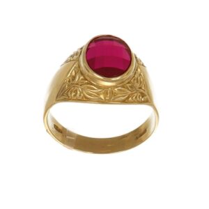ANELLO ORO GIALLO CON ZIRCONE ROSSO