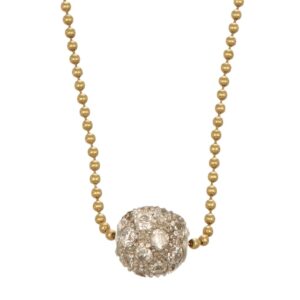 COLLANA DUE ORI CON SFERA ORO BIANCO CON ZIRCONI