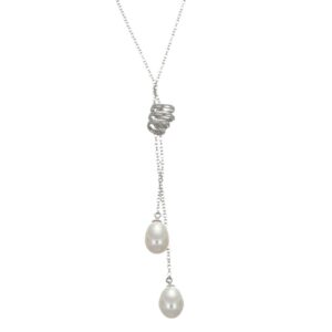 COLLANA ORO BIANCO CON PERLE PENDENTI GOCCIA
